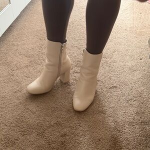 Chic Cream Heeled Boots